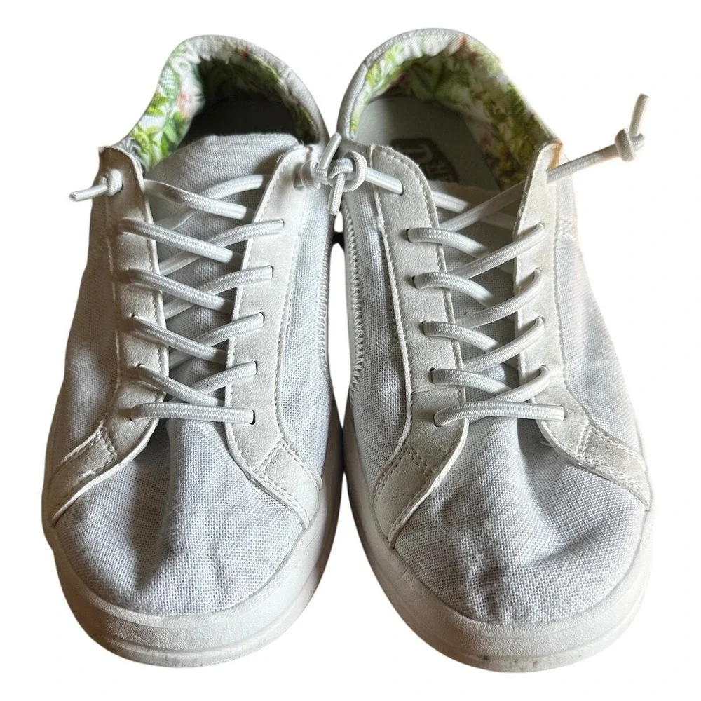 Hey Dude White Karina Coconut Canvas Slip On Sneakers Women's 8